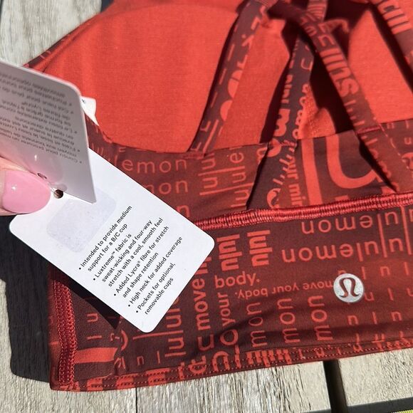 Lululemon Energy High-Neck Longline Bra size 6 NWT red Logo sports bra - Picture 6 of 7